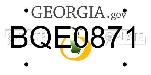 BQE0871 Georgia License Plate