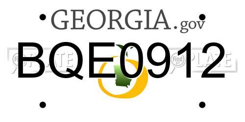 BQE0912 Georgia License Plate