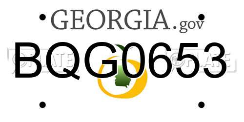 BQG0653 Georgia License Plate