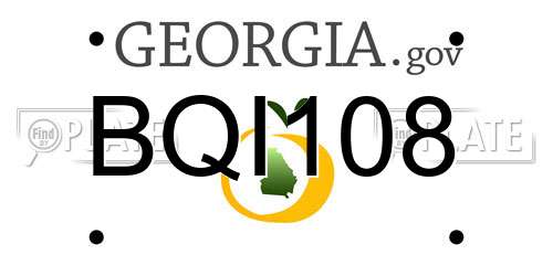 BQI108 Georgia License Plate
