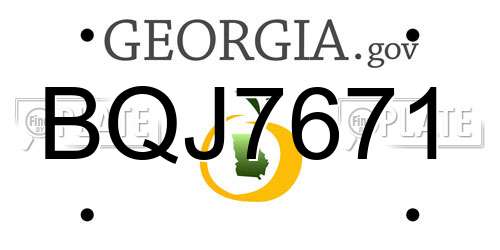BQJ7671 Georgia License Plate