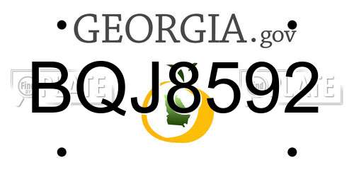 BQJ8592 Georgia License Plate