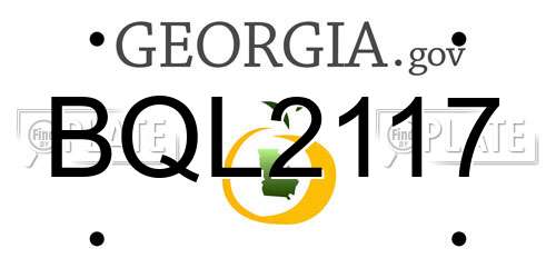 BQL2117 Georgia License Plate