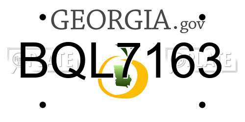 BQL7163 Georgia License Plate