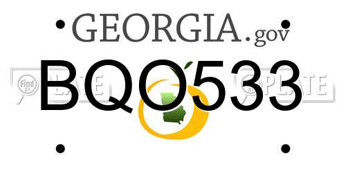 BQO533 Georgia License Plate