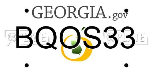 BQOS33 Georgia License Plate