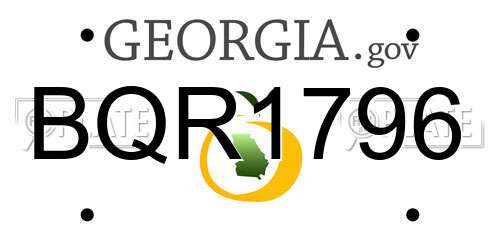 BQR1796 Georgia License Plate