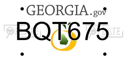 BQT675 Georgia License Plate