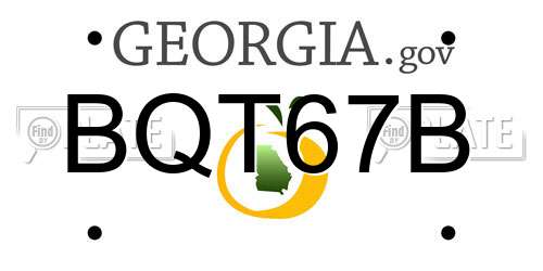 BQT67B Georgia License Plate