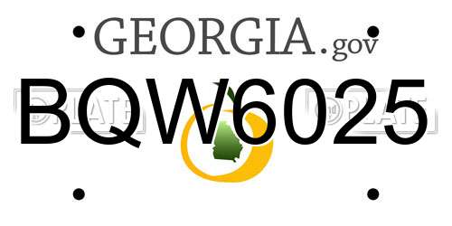 BQW6025 Georgia License Plate