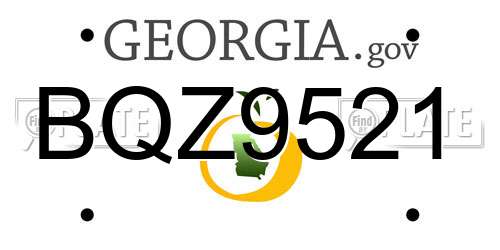 BQZ9521 Georgia License Plate