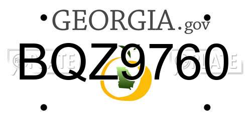 BQZ9760 Georgia License Plate