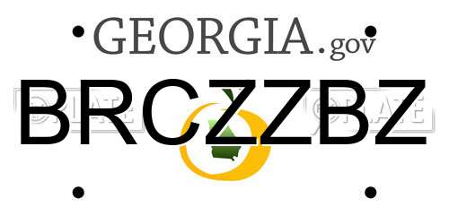 BRCZZBZ Georgia License Plate