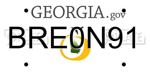 BRE0N91 Georgia License Plate