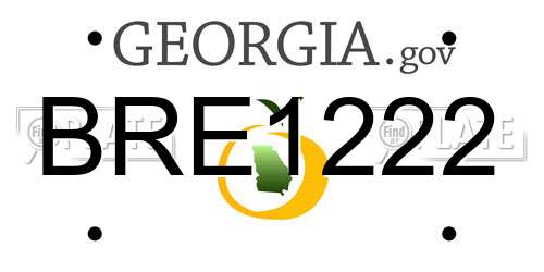 BRE1222 Georgia License Plate