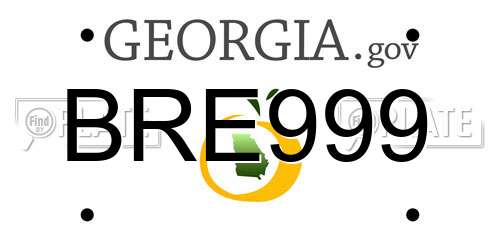 BRE999 Georgia License Plate