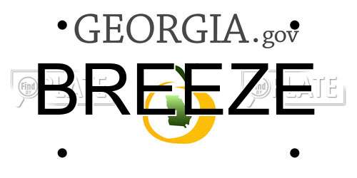 BREEZE Georgia License Plate