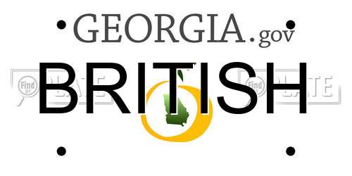 BRITISH Georgia License Plate