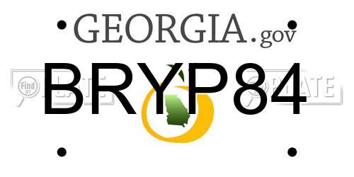 BRYP84 Georgia License Plate