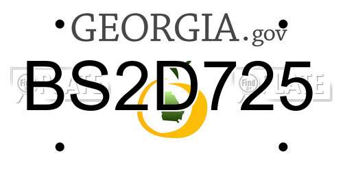 BS2D725 Georgia License Plate