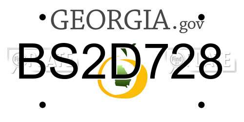 BS2D728 Georgia License Plate