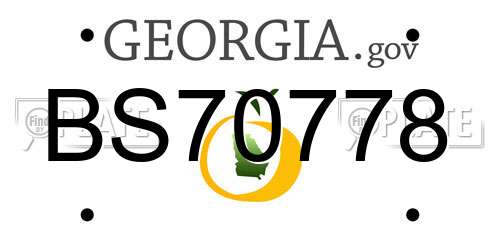 BS70778 Georgia License Plate