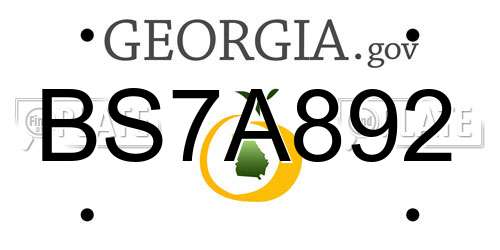BS7A892 Georgia License Plate