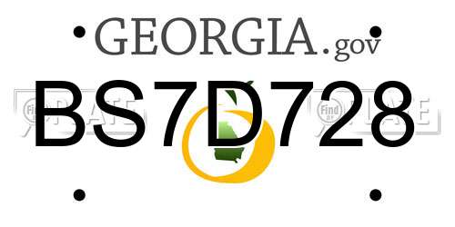 BS7D728 Georgia License Plate