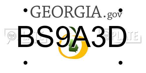 BS9A3D Georgia License Plate