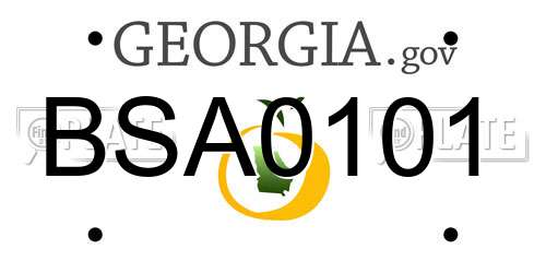 BSA0101 Georgia License Plate