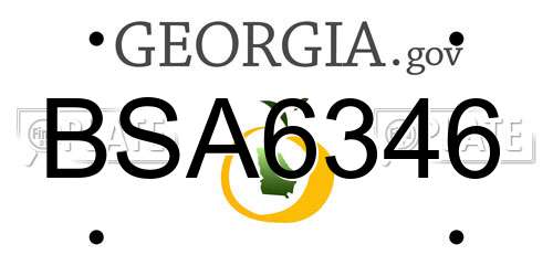 BSA6346 Georgia License Plate