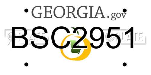 BSC2951 Georgia License Plate