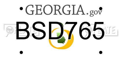 BSD765 Georgia License Plate