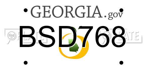 BSD768 Georgia License Plate