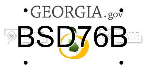 BSD76B Georgia License Plate