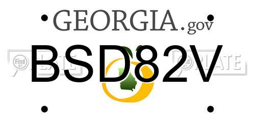 BSD82V Georgia License Plate