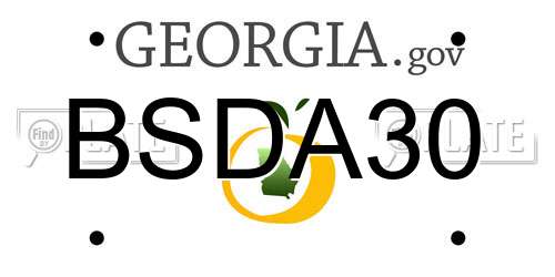 BSDA30 Georgia License Plate