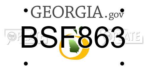 BSF863 Georgia License Plate