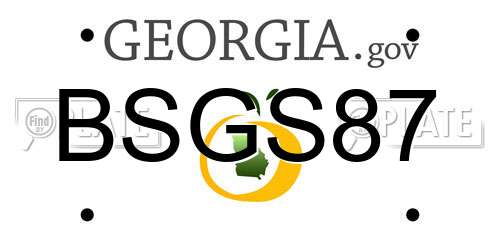 BSGS87 Georgia License Plate