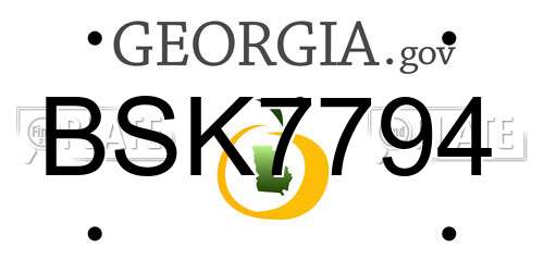 BSK7794 Georgia License Plate