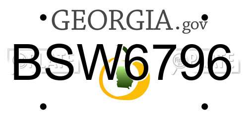 BSW6796 Georgia License Plate