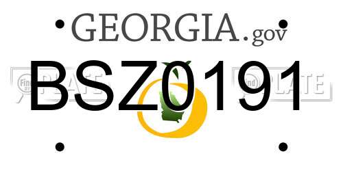 BSZ0191 Georgia License Plate