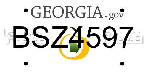 BSZ4597 Georgia License Plate