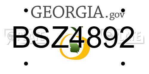 BSZ4892 Georgia License Plate