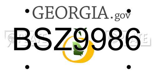 BSZ9986 Georgia License Plate
