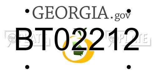 BT02212 Georgia License Plate