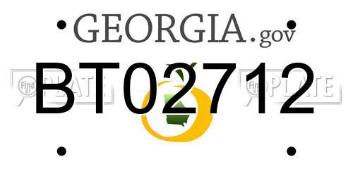 BT02712 Georgia License Plate