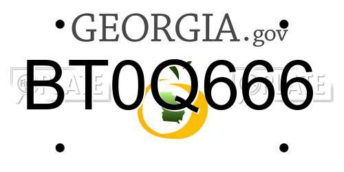 BT0Q666 Georgia License Plate