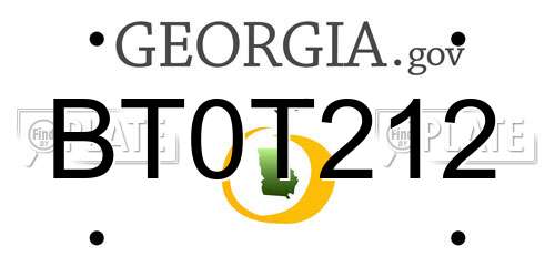BT0T212 Georgia License Plate