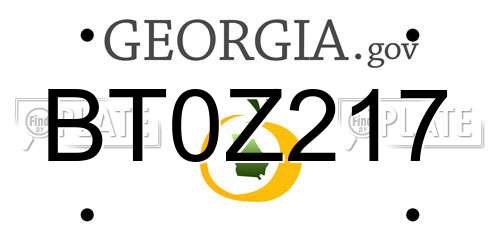 BT0Z217 Georgia License Plate